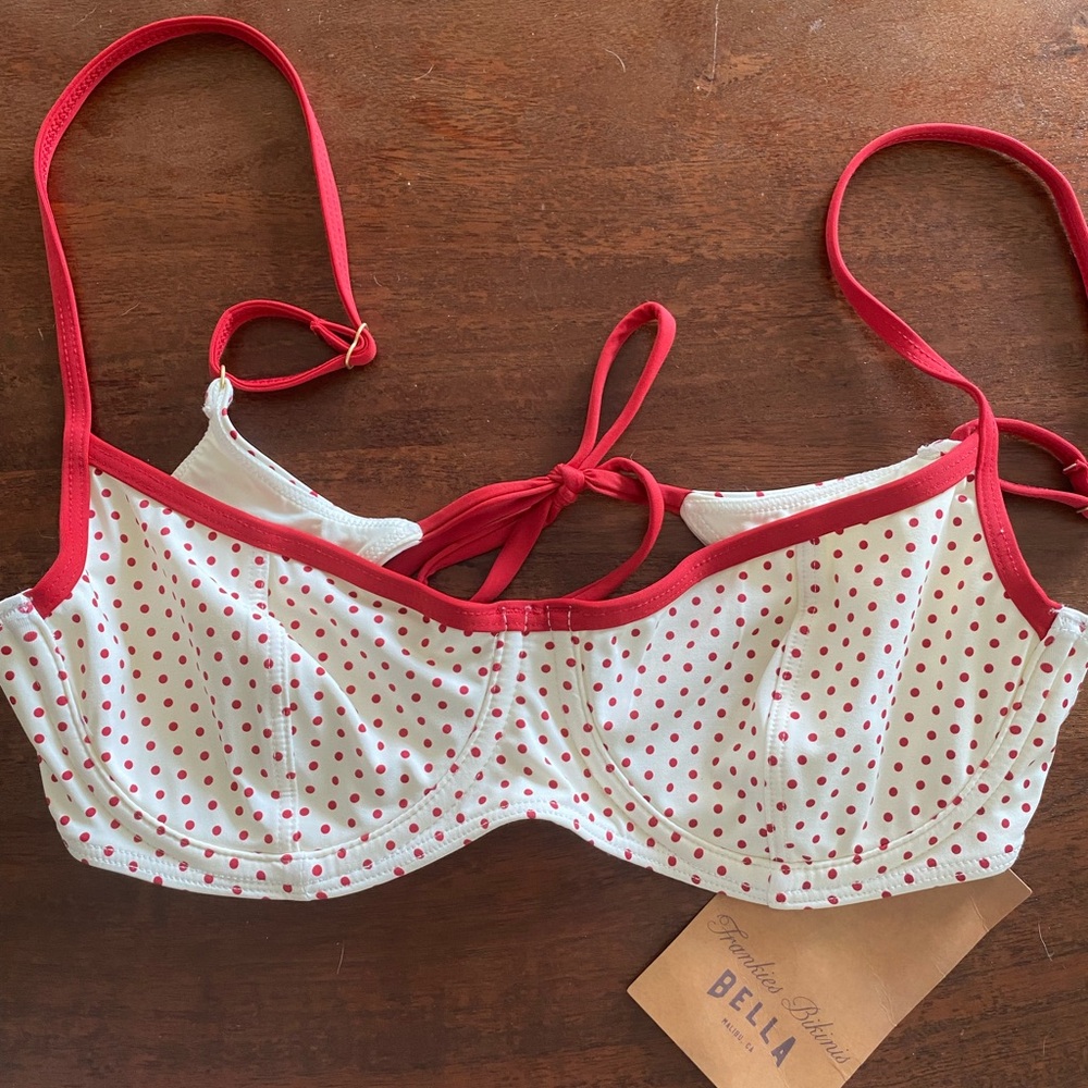 Frankie’s bikinis x Bella Hadid Red Polka Dot Women's Bikini top NEW WITH TAGS